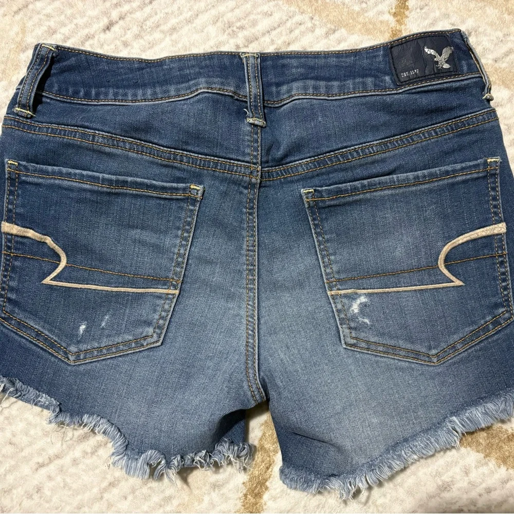 American Eagle Outfitters Distressed Blue Jean Shorts - Picture 3 of 4